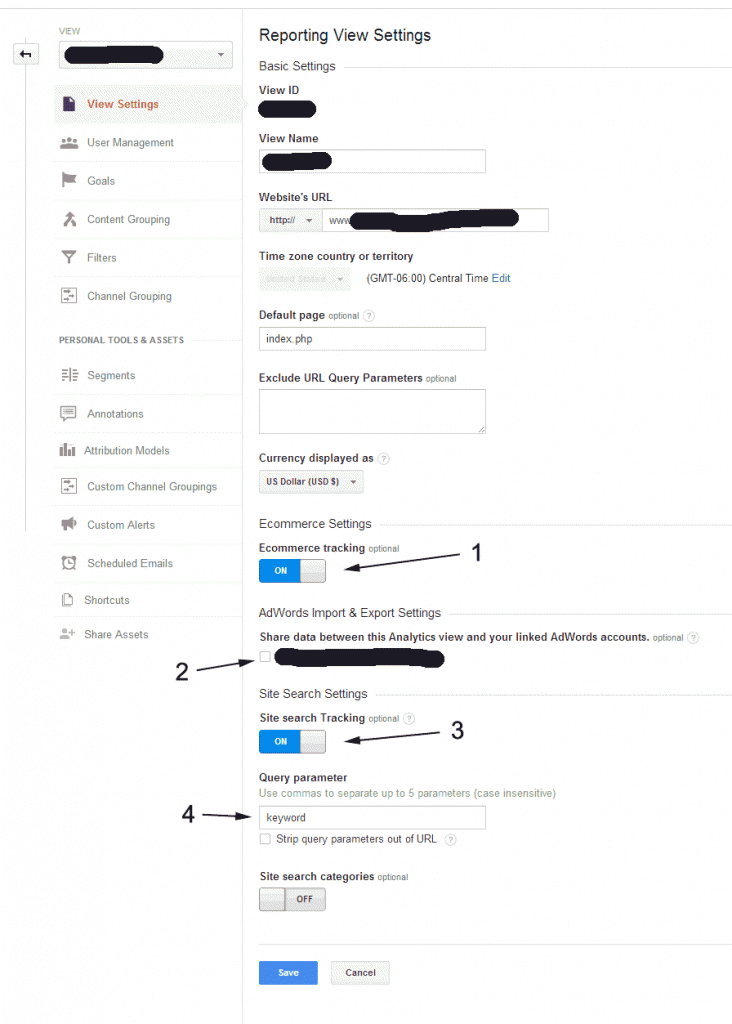 Google Analytics - Reporting View Settings Google Analytics - Reporting View Settings
